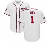 Men's Washington Nationals #1 Wilmer Difo Replica White Home Cool Base 2019 World Series Bound Baseball Jersey