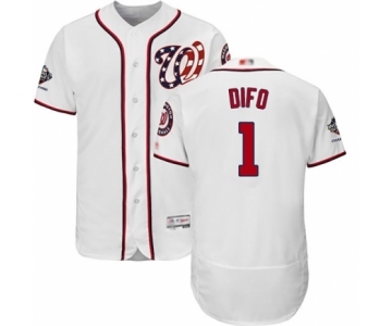 Men's Washington Nationals #1 Wilmer Difo White Home Flex Base Authentic Collection 2019 World Series Champions Baseball Jersey