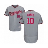 Men's Washington Nationals #10 Yan Gomes Grey Road Flex Base Authentic Collection 2019 World Series Bound Baseball Jersey