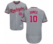 Men's Washington Nationals #10 Yan Gomes Grey Road Flex Base Authentic Collection 2019 World Series Champions Baseball Jersey