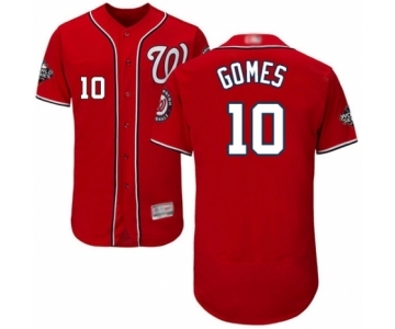 Men's Washington Nationals #10 Yan Gomes Red Alternate Flex Base Authentic Collection 2019 World Series Bound Baseball Jersey