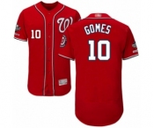 Men's Washington Nationals #10 Yan Gomes Red Alternate Flex Base Authentic Collection 2019 World Series Champions Baseball Jersey