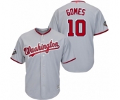 Men's Washington Nationals #10 Yan Gomes Replica Grey Road Cool Base 2019 World Series Bound Baseball Jersey