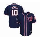 Men's Washington Nationals #10 Yan Gomes Replica Navy Blue Alternate 2 Cool Base 2019 World Series Bound Baseball Jersey