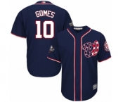 Men's Washington Nationals #10 Yan Gomes Replica Navy Blue Alternate 2 Cool Base 2019 World Series Bound Baseball Jersey