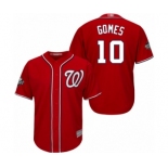 Men's Washington Nationals #10 Yan Gomes Replica Red Alternate 1 Cool Base 2019 World Series Bound Baseball Jersey