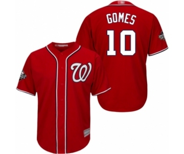 Men's Washington Nationals #10 Yan Gomes Replica Red Alternate 1 Cool Base 2019 World Series Bound Baseball Jersey