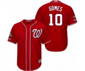 Men's Washington Nationals #10 Yan Gomes Replica Red Alternate 1 Cool Base 2019 World Series Champions Baseball Jersey