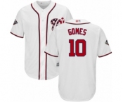 Men's Washington Nationals #10 Yan Gomes Replica White Home Cool Base 2019 World Series Bound Baseball Jersey