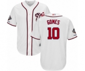 Men's Washington Nationals #10 Yan Gomes Replica White Home Cool Base 2019 World Series Champions Baseball Jersey