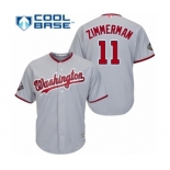 Men's Washington Nationals #11 Ryan Zimmerman Replica Grey Road Cool Base 2019 World Series Bound Baseball Jersey