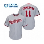 Men's Washington Nationals #11 Ryan Zimmerman Replica Grey Road Cool Base 2019 World Series Champions Baseball Jersey