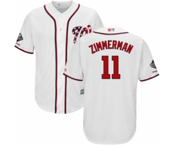 Men's Washington Nationals #11 Ryan Zimmerman Replica White Home Cool Base 2019 World Series Champions Baseball Jersey