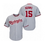 Men's Washington Nationals #15 Matt Adams Replica Grey Road Cool Base 2019 World Series Bound Baseball Jersey