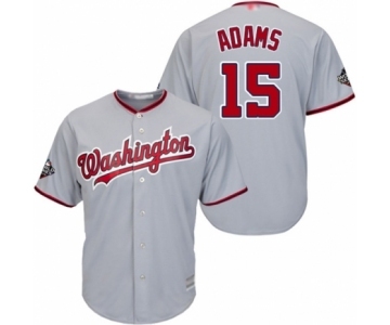 Men's Washington Nationals #15 Matt Adams Replica Grey Road Cool Base 2019 World Series Bound Baseball Jersey