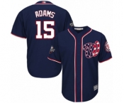 Men's Washington Nationals #15 Matt Adams Replica Navy Blue Alternate 2 Cool Base 2019 World Series Bound Baseball Jersey