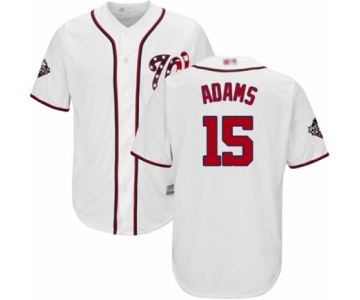 Men's Washington Nationals #15 Matt Adams Replica White Home Cool Base 2019 World Series Bound Baseball Jersey