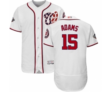 Men's Washington Nationals #15 Matt Adams White Home Flex Base Authentic Collection 2019 World Series Bound Baseball Jersey