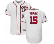 Men's Washington Nationals #15 Matt Adams White Home Flex Base Authentic Collection 2019 World Series Champions Baseball Jersey