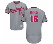 Men's Washington Nationals #16 Victor Robles Grey Road Flex Base Authentic Collection 2019 World Series Champions Baseball Jersey