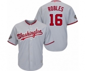 Men's Washington Nationals #16 Victor Robles Replica Grey Road Cool Base 2019 World Series Bound Baseball Jersey