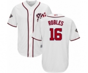 Men's Washington Nationals #16 Victor Robles Replica White Home Cool Base 2019 World Series Bound Baseball Jersey