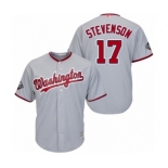 Men's Washington Nationals #17 Andrew Stevenson Replica Grey Road Cool Base 2019 World Series Bound Baseball Jersey