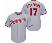 Men's Washington Nationals #17 Andrew Stevenson Replica Grey Road Cool Base 2019 World Series Bound Baseball Jersey