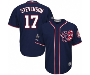 Men's Washington Nationals #17 Andrew Stevenson Replica Navy Blue Alternate 2 Cool Base 2019 World Series Champions Baseball Jersey