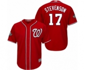 Men's Washington Nationals #17 Andrew Stevenson Replica Red Alternate 1 Cool Base 2019 World Series Bound Baseball Jersey