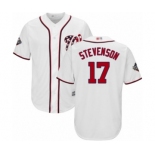 Men's Washington Nationals #17 Andrew Stevenson Replica White Home Cool Base 2019 World Series Bound Baseball Jersey