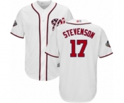 Men's Washington Nationals #17 Andrew Stevenson Replica White Home Cool Base 2019 World Series Bound Baseball Jersey