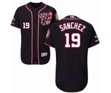 Men's Washington Nationals #19 Anibal Sanchez Navy Blue Alternate Flex Base Authentic Collection 2019 World Series Champions Baseball Jersey