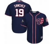 Men's Washington Nationals #19 Anibal Sanchez Replica Navy Blue Alternate 2 Cool Base 2019 World Series Bound Baseball Jersey