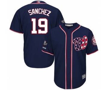 Men's Washington Nationals #19 Anibal Sanchez Replica Navy Blue Alternate 2 Cool Base 2019 World Series Champions Baseball Jersey