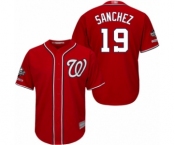 Men's Washington Nationals #19 Anibal Sanchez Replica Red Alternate 1 Cool Base 2019 World Series Champions Baseball Jersey