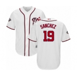 Men's Washington Nationals #19 Anibal Sanchez Replica White Home Cool Base 2019 World Series Bound Baseball Jersey