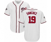 Men's Washington Nationals #19 Anibal Sanchez Replica White Home Cool Base 2019 World Series Bound Baseball Jersey