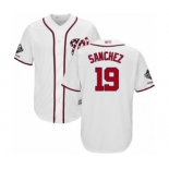 Men's Washington Nationals #19 Anibal Sanchez Replica White Home Cool Base 2019 World Series Champions Baseball Jersey