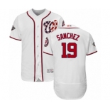 Men's Washington Nationals #19 Anibal Sanchez White Home Flex Base Authentic Collection 2019 World Series Bound Baseball Jersey