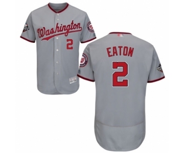 Men's Washington Nationals #2 Adam Eaton Grey Road Flex Base Authentic Collection 2019 World Series Bound Baseball Jersey