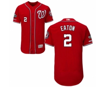 Men's Washington Nationals #2 Adam Eaton Red Alternate Flex Base Authentic Collection 2019 World Series Champions Baseball Jersey