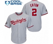 Men's Washington Nationals #2 Adam Eaton Replica Grey Road Cool Base 2019 World Series Bound Baseball Jersey