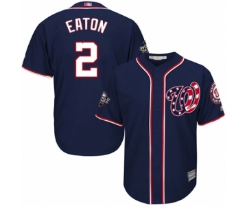 Men's Washington Nationals #2 Adam Eaton Replica Navy Blue Alternate 2 Cool Base 2019 World Series Bound Baseball Jersey