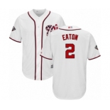 Men's Washington Nationals #2 Adam Eaton Replica White Home Cool Base 2019 World Series Bound Baseball Jersey