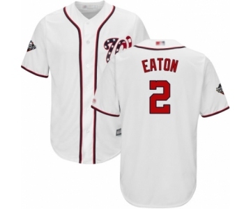 Men's Washington Nationals #2 Adam Eaton Replica White Home Cool Base 2019 World Series Bound Baseball Jersey