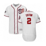 Men's Washington Nationals #2 Adam Eaton White Home Flex Base Authentic Collection 2019 World Series Bound Baseball Jersey