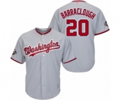 Men's Washington Nationals #20 Kyle Barraclough Replica Grey Road Cool Base 2019 World Series Bound Baseball Jersey