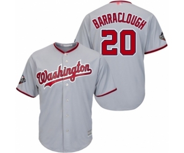 Men's Washington Nationals #20 Kyle Barraclough Replica Grey Road Cool Base 2019 World Series Bound Baseball Jersey