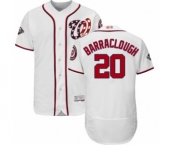 Men's Washington Nationals #20 Kyle Barraclough White Home Flex Base Authentic Collection 2019 World Series Bound Baseball Jersey